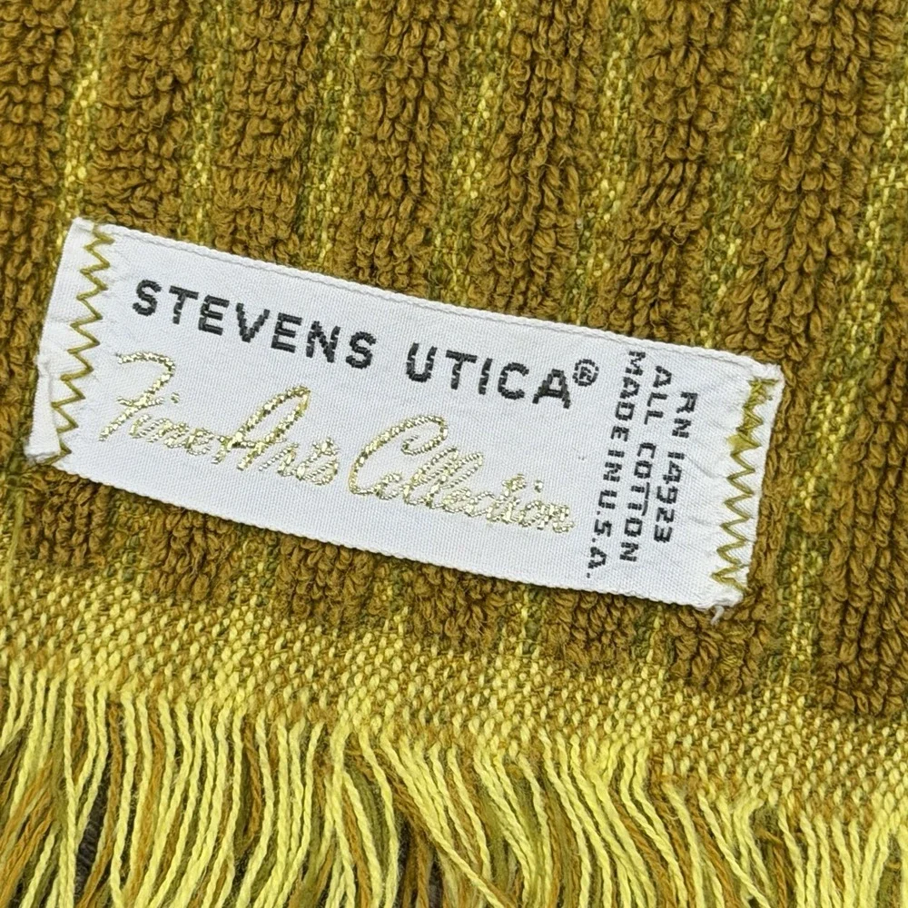 Vtg Stevens Utica Hand Towel Retro 70s Gold Orange Fine Arts Collection MCM USA